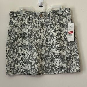 H&M & Denim Snakeskin Print Mini Skirt